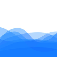 Blue waves abstract background vector. Soft flowing waves on white background. EPS10 vector.