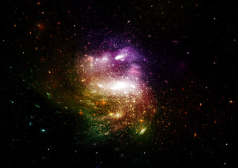 Stars, dust and gas nebula in a far galaxy