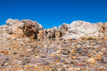 Beautiful summer landscape with a rocky beach