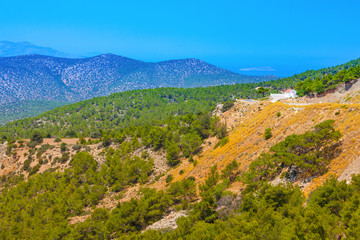 Fototapeta na wymiar Beautiful summer landscape of the coast of Aegean Sea