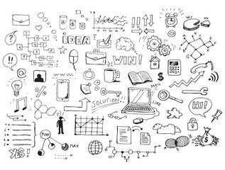 Business doodles hand-drawn sketch set
