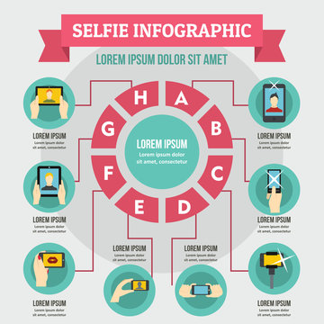 Selfie infographic concept, flat style