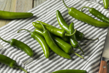 Raw Green Organic Serrano Peppers