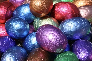 Still life of chocolate easter eggs