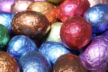 Shiny colorful candy easter eggs