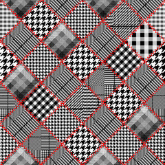 Seamless vector pattern. Patchwork of Classic Glen Plaid patterns. Vector image.