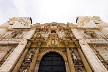 Entrance to the Cathedral of Lima (Peru) with the door closed