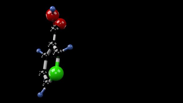 Vitamin B3 molecule. Molecular structure of niacin. Alpha channel