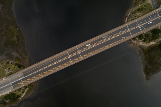Fototapeta Aerial view of bridge over river