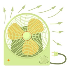 Fan heater icon, cartoon style