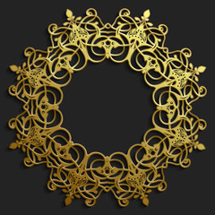 Islamic oriental pattern set, Abstract vector circle ornament collection. Vector muslim background. east ornament, indian ornament, persian motif,3D Wallpaper, banner, web design. Ramadan kareem. Gold