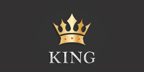 Gold royal king crown vector symbol