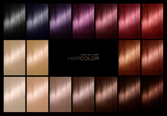 Hair color palette with a range of swatches - obrazy, fototapety, plakaty