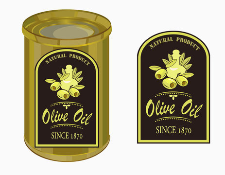 vector illustration of a label of olive oil.