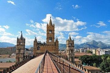 Fototapeta na wymiar Panorama di Palermo dai tetti della cattedrale - Sicilia