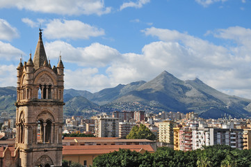 Panorama di Palermo dai tetti della cattedrale  - Sicilia - obrazy, fototapety, plakaty