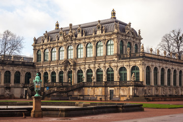 Fototapeta na wymiar Zwinger Palace (architect Matthaus Poppelmann) - royal palace since 17 century in Dresden, Saxony, Germany