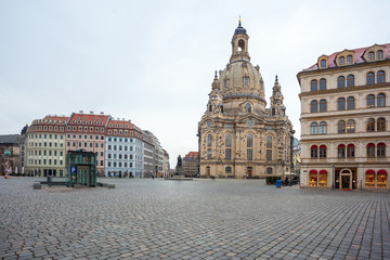 Fototapeta premium Church Frauenkirche in the cloudy day, Dresden, Saxony, Germany