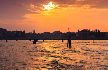 View from the sea to Venice, Italy