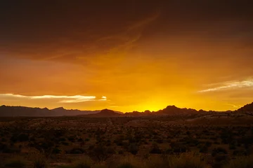 Cercles muraux Sécheresse coucher de soleil doré coloré sur le désert du nevada