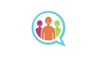 Team Talk People Chat Bubble Logo Design Illustration 
