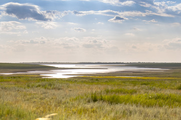 The endless don steppe. Landscape on the banks of the river