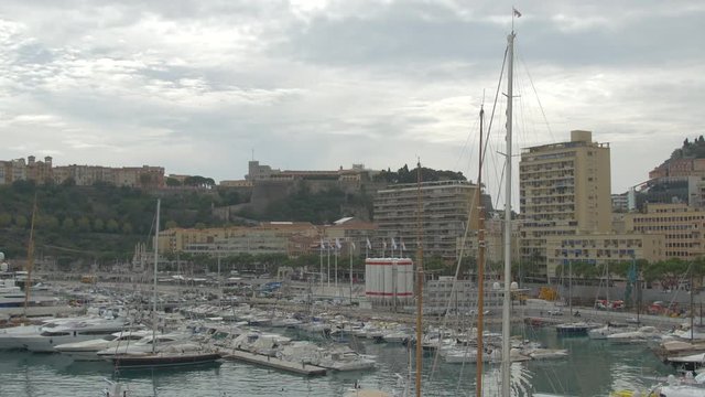 Pan left of the Hercules Port in Monaco