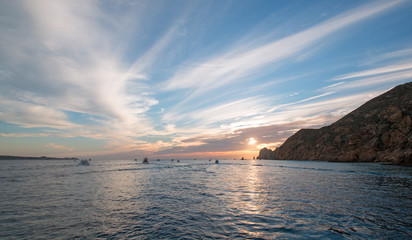 Naklejka na ściany i meble Fishermans sunrise view of Lands End in Cabo San Lucas in Baja California Mexico BCS