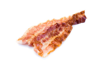 Bacon, Bauchspeck Frühstückspeck isoliert freigestellt auf weißen Hintergrund, Freisteller
 