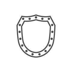Obraz premium Shield shape icon. Black silhouette sign isolated on white background. Symbol of protection, arms, security, safety. Flat retro style design. Element vintage heraldic emblem. Vector illustration