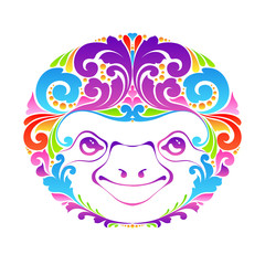 3288042 Happy colorful funny ornate sloth. Splash abstract design.