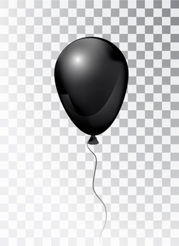 Balloon black on transparent background. Pearl frosted. Balloon. Vector elements for your design. Map. balloon in the air. 3d.