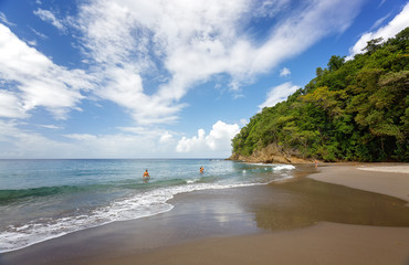 Travel Caribbean: Black sand beach on Anse Couleuvre, Martinique, Caribbean
