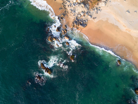 Beautiful hidden tropical beach - view from a drone