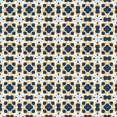 Retro geometric pattern in repeat. Fabric print. Seamless background, mosaic ornament, vintage style.