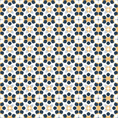 Retro geometric pattern in repeat. Fabric print. Seamless background, mosaic ornament, vintage style.