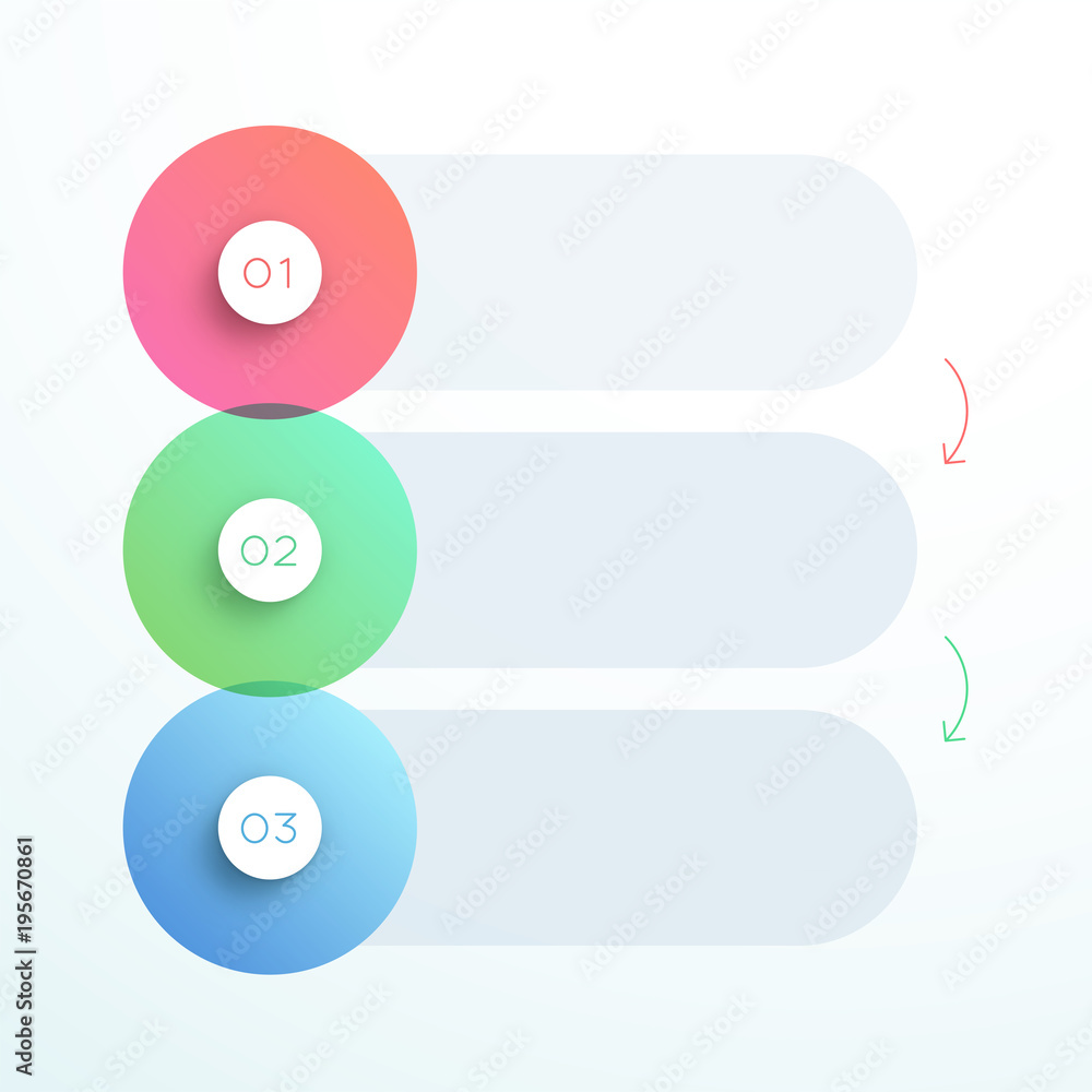 Aufkleber abstract vector 3d circle number steps 1 to 3