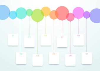 Abstract Vector Colorful Circles 10 Step Timeline Infographic