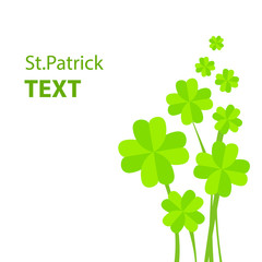 St. Patricks Day. Lettering text, hat and clover leaves. 