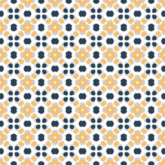 Retro geometric pattern in repeat. Fabric print. Seamless background, mosaic ornament, vintage style.