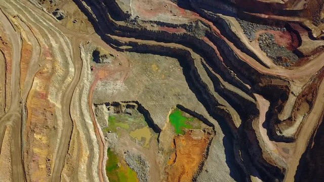 Aerial view of huge, modern open pit mine