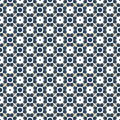 Retro geometric pattern in repeat. Fabric print. Seamless background, mosaic ornament, vintage style.