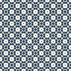 Retro geometric pattern in repeat. Fabric print. Seamless background, mosaic ornament, vintage style.