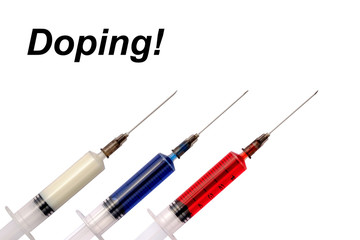 Syringes with dope. The concept of doping scandal in Russia.Copy space for your text.