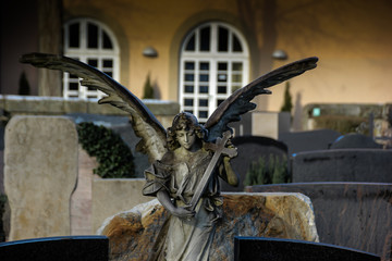 Sculptures of angels on graves give comfort and confidence in the time of mourning