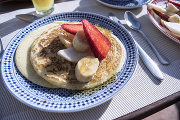 Pancake Breakfast with Strawberry and Banana