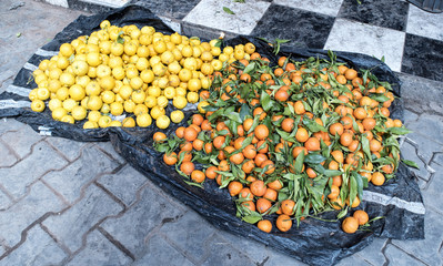 Piles of Lemons and Oranges