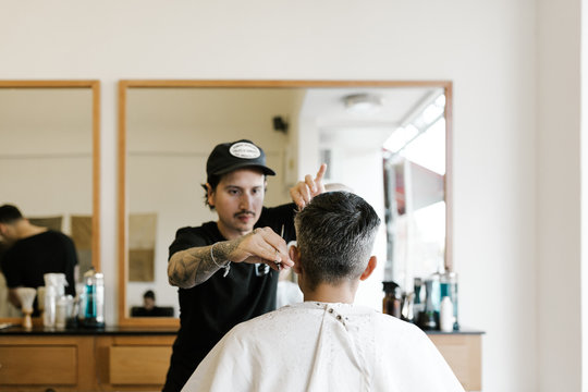 modern haircut at barbershop