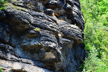 Nice rock view. Czech national park. Summer landscape.