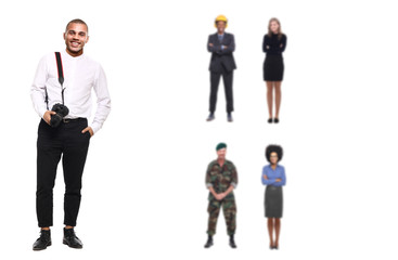 Photographer with people on the background